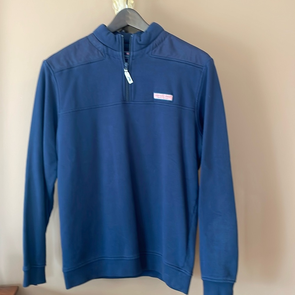 Vineyard Vines Shep Quarter Zip Pullover- Navy- Size Medium